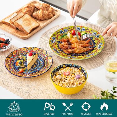 Набір посуду з порцеляни Vancasso на 6 осіб (18 предметів): тарілки, десертні тарілки, миски, серія KRVI