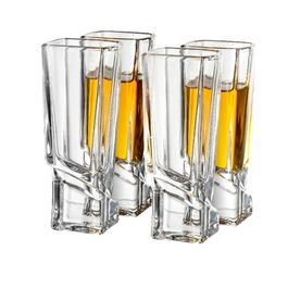 Склянки для шнапсу JoyJolt Carre, квадратні, 50 мл, набір 4 шт, міцне скло