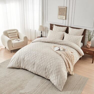 Богемний комплект постільної білизни Boho Beige 135x200: м'яка мікрофібра, геометричний дизайн, комплект 2 шт.