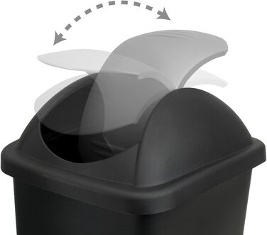 Сміттєвий кошик Stefanplast з гойдальним кришкою, 60 літрів, чорний/сріблястий