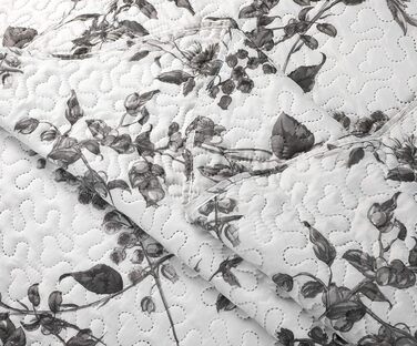 Набір постільної білизни Marina Decoration з ковдрою та двома наволочками, сірий візерунок хризантем, розмір King