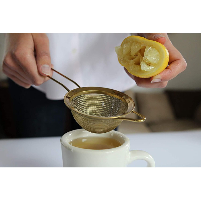Proto Future High-Quality Kitchen Sieves Set, Fine Mesh - 8.5/14/20cm - Premium 304 Stainless Steel - Durable Sieves in Golden Color, Sieve Set for the Kitchen