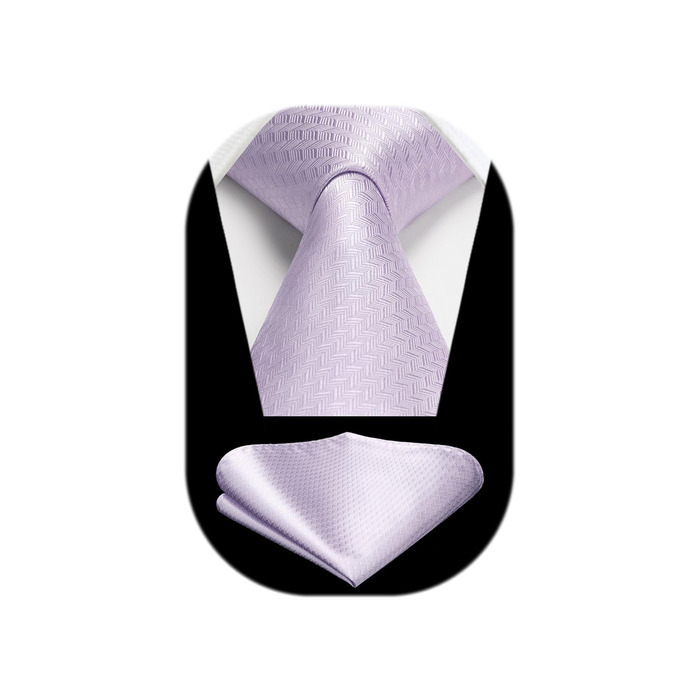 Краватка чоловіча HISDERN для весілля з нагрудником, класичний візерунок, в клітинку, в горошок, для бізнесу, комплект (фіолетовий)
