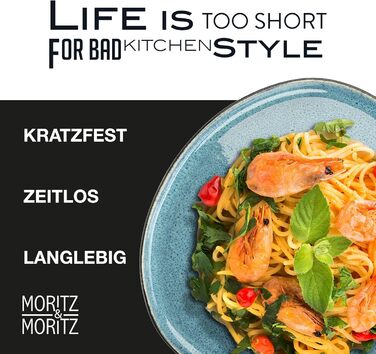 Moritz & Moritz ORGANIC Набір посуду 18 предметів на 6 осіб, блакитний - Елегантний набір тарілок з якізного порцелянового каменю. Включає: 6 великих тарілок, 6 десертних тарілок, 6 супових тарілок.