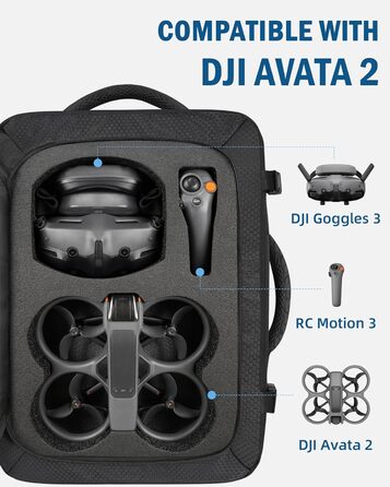 PEKREWS Avata 2 Рюкзак для DJI Goggles 3, RC Motion 3: Водонепроникний рюкзак-валіза з жорстким каркасом для дрона, аксесуарів та ноутбука 17.3