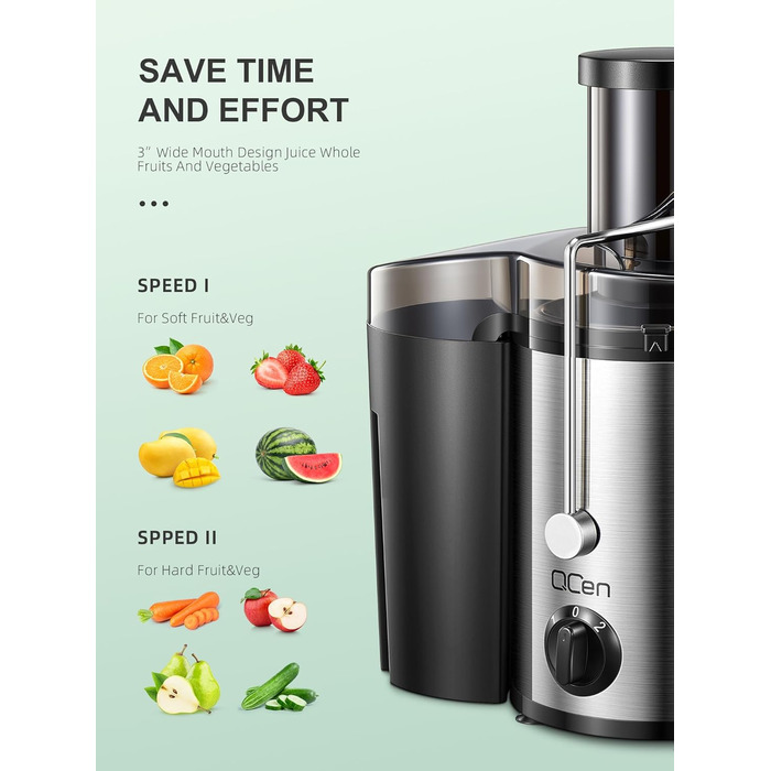Електричний соковитискач Sliver 500W з нержавіючої сталі, BPA-free, для фруктів та овочів