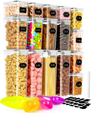 Набір контейнерів для зберігання продуктів Vorratsdosen 16 шт. з кришкою, набір для кухні, герметичні контейнери для спагеті, борошна, мюслі