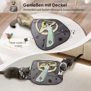 GoldenSun Cat Toy, Rechargeable, Interactive 4-in-1 Toy for Indoor, Hide-and-Seek Toy for Kittens, Whack-a-Mole Motion, Electronic Cat Toy for Exercise (Space Cat)
