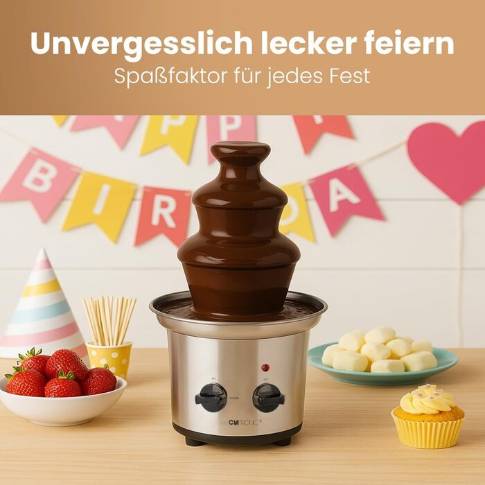 Шоколадний фонтан Clatronic SKB 3248 з функцією плавлення | для фруктів та випічки | легко чистити