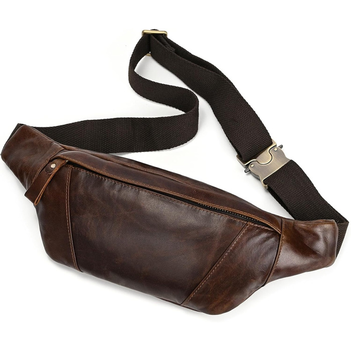 Чоловіча поясна сумка LUUFAN з натуральної шкіри, колір кавовий