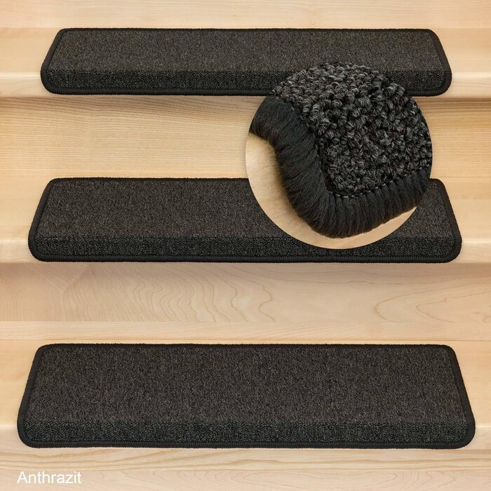 Сходинкові килимки Metzker Monza, антрацит, 15 шт. - захист сходів, килимки для сходів