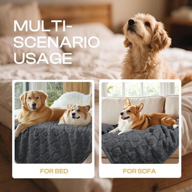 Водонепроникний коврик для собак Luciphia, великий (65x57 дюймів), м'який, пухнастий, з Sherpa-fleece, для захисту ліжка/дивану, з 3D-серцем, для собак середніх та великих порід