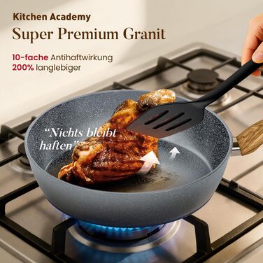 Набір посуду Kitchen Academy, 17 предметів, каструлі та сковороди з антипригарним покриттям для індукційних плит (Сірий)