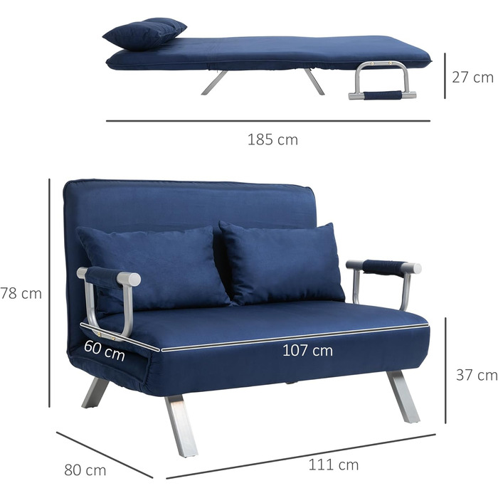 HOMCOM Adjustable Backrest Sleeper Sofa