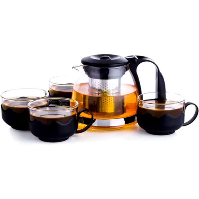Скляна чайник T24 з ситечком, 1250 мл (без підставки)