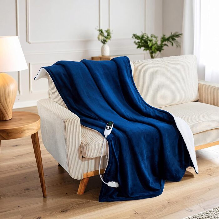 Електрична ковдра Kingsize König EU, м'яка Sherpa Fleecedecke, 230x265 см, 9 режимів нагріву, таймер 12 годин, тепла затишна ковдра - подарунок