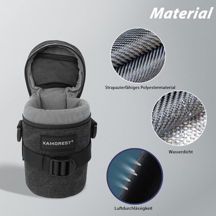 Чохол для об'єктива камери, чорний, з парусини, XL (10.5 x 18.5 см)