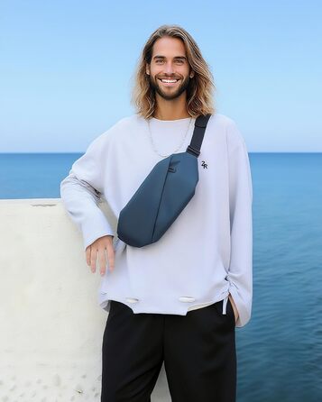 Чоловіча/Жіноча бананка з PU шкіри, водонепроникна, для спорту, подорожей, бігу, трекінгу, стильна темно-зелена (темно-синя, велика)