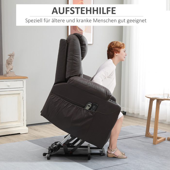 HOMCOM Electric TV Lift Chair with Assistance, 330 lbs, Brown