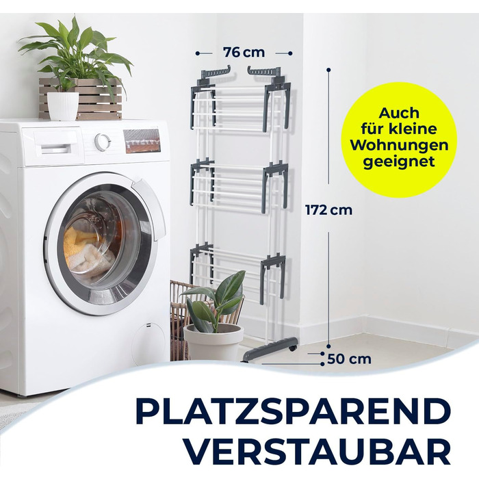 Складаний сушильник для білизни EASYmaxx з 3 рівнями, чорний/білий