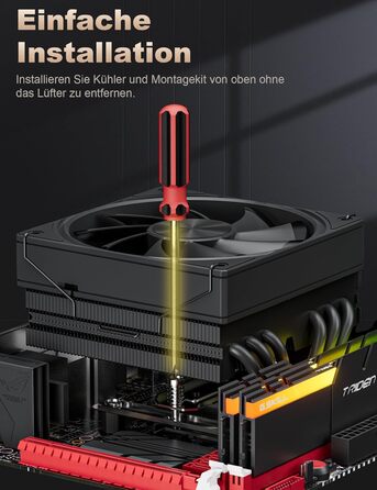 upHere Охолоджувач CPU H85KC6 (чорний): Низькопрофільний кулер з ARGB підсвічуванням для AMD AM4/AM5 та Intel 1700, 85мм висота, 6 heatpipes, 180W TDP