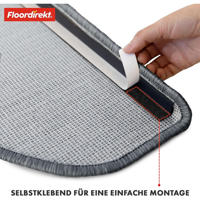 Килимок для сходів Floordirekt 15 шт. (65x23 см, напівкруглий, антрацит) - самоклеючий, для внутрішніх сходів