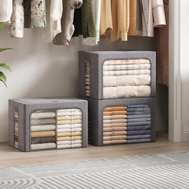 Коробка для зберігання одягу з кришкою від Lifewit, 100л, сіра (3 шт.)