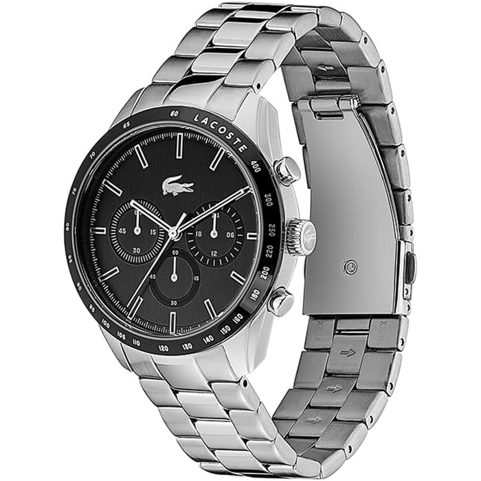 Чоловічий годинник Lacoste Boston Chronograph: шкіряний або металевий браслет, чорний циферблат