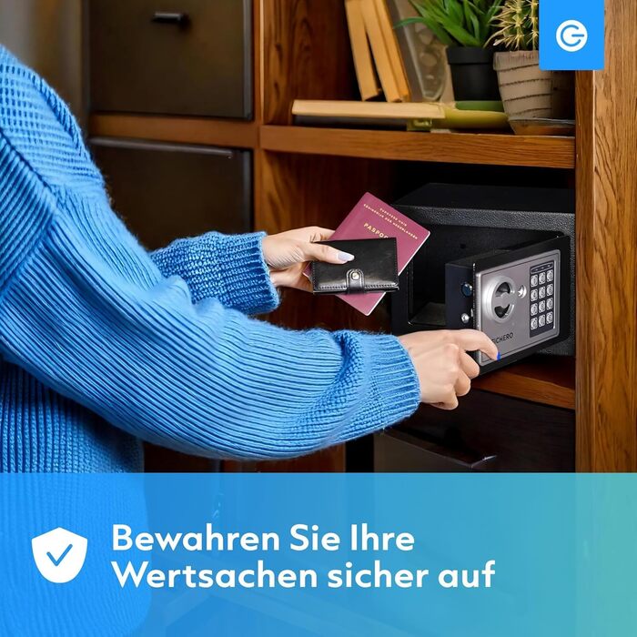 Сталевий сейф Silvergear® Tresor для дому з електронним замком та кодовою панеллю | Сейф для ключів та грошей з 2 ключами