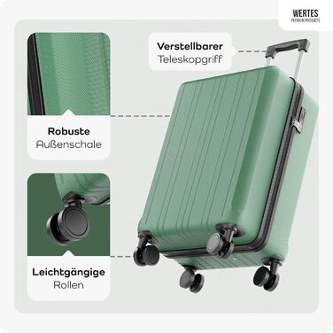 Чемодан великий 100L з TSA замком, жорсткий корпус, подвійні колеса, 67см, зелений