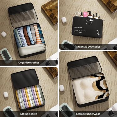 Органайзер для валізи Yomisee, набір 7 шт. - комплект кубиків для пакування, туристичні сумки для одягу, чорний