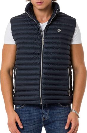 Чоловіча вітрозахисна куртка Redbridge з коміром-худи, модель Bubble Vet, чорна (M, темно-синій)