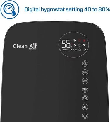 Зволожувач повітря з іонізатором та ароматерапією Clean Air Optima CA-607B Smart (Чорний) - продуктивність 480 мл/год, об'єм резервуару 5,5 л, для приміщень до 65 м²