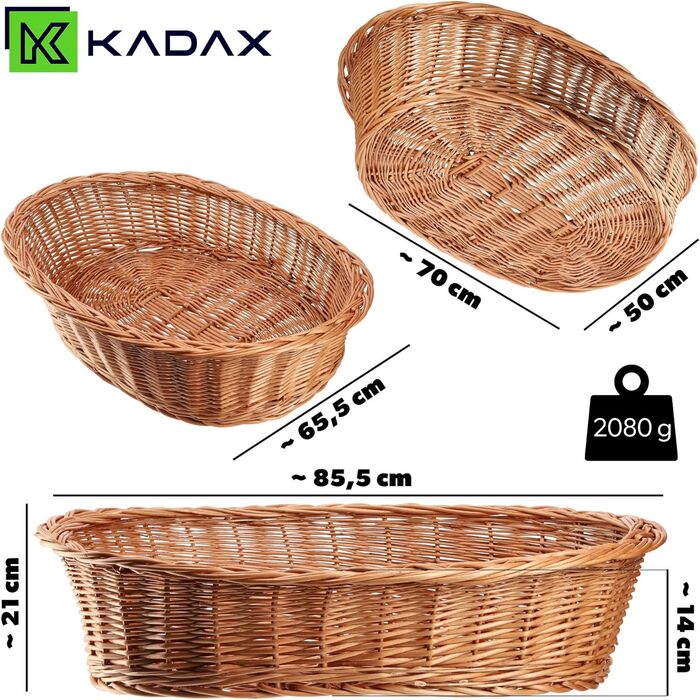 Лежанка для собак та котів KADAX з ротанга, 22x90x70 см, натуральний колір