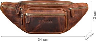 STILORD Велика шкіряна поясна сумка Cognac - Вантажна сумка на пояс для чоловіків, жінок та дітей - Ретро сумка на стегно для бігу, фестивалів, подорожей Caspar (Sesto - Cognac)