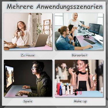 Килимок для столу зі шкіри - великий 80x40 см, рожевий/блакитний. Килимок для миші, офісний, для дому, з PU-шкіри, легко миється, не слизький