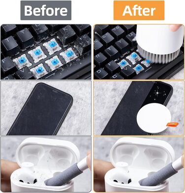 Набір для чищення клавіатури та телефону, багатофункціональний набір для ПК, ноутбука, AirPods, iPhone. Набір для чищення клавіатури з інструментом для виймання клавіш та очищувачем екрану (20 в 1)