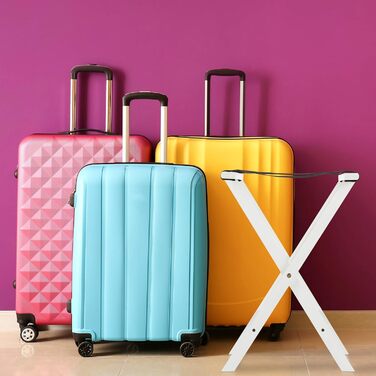 Relaxdays Folding Suit Stand, Bamboo, for Suitcases and Travel Luggage, Luggage Rack, HxWxD: 53.5 x 58 x 36.5 cm, white
