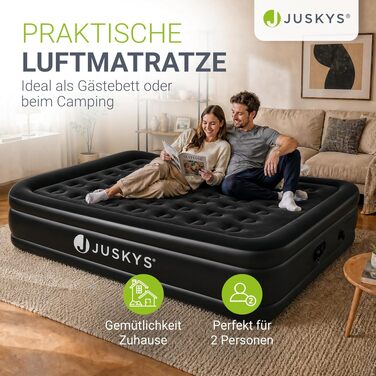 Самонадувний двопомісний матрац Juskys Sapri L, 197x154x45 см, антрацит