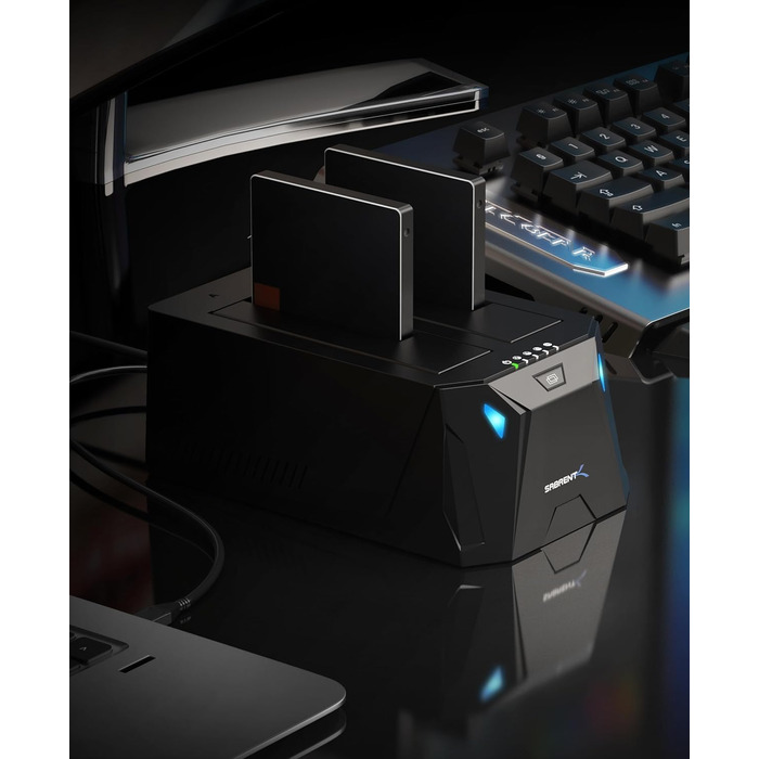 Док-станція Sabrent для 2 HDD/SSD 2.5'/3.5' з USB-C, 5Gbps, підтримка клонування, без інструментів (EC-CH2B)
