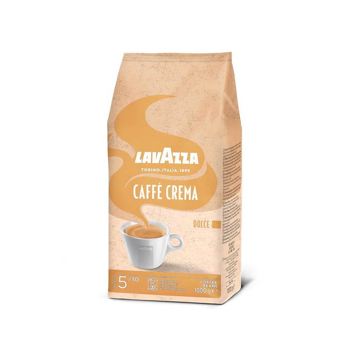 Кава в зернах Lavazza Caffè Crema Dolce, суміш арабіки та робусти для еспресомашин, середній обсмал, інтенсивність 5/10, 1 кг (набір 2 шт)
