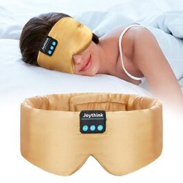 Маска для сну Joythink з Bluetooth 5.3, шовкова маска з навушниками, для комфортного сну на боці, 16 годин роботи, миється, для подорожей, медитації (Шампань-золото)