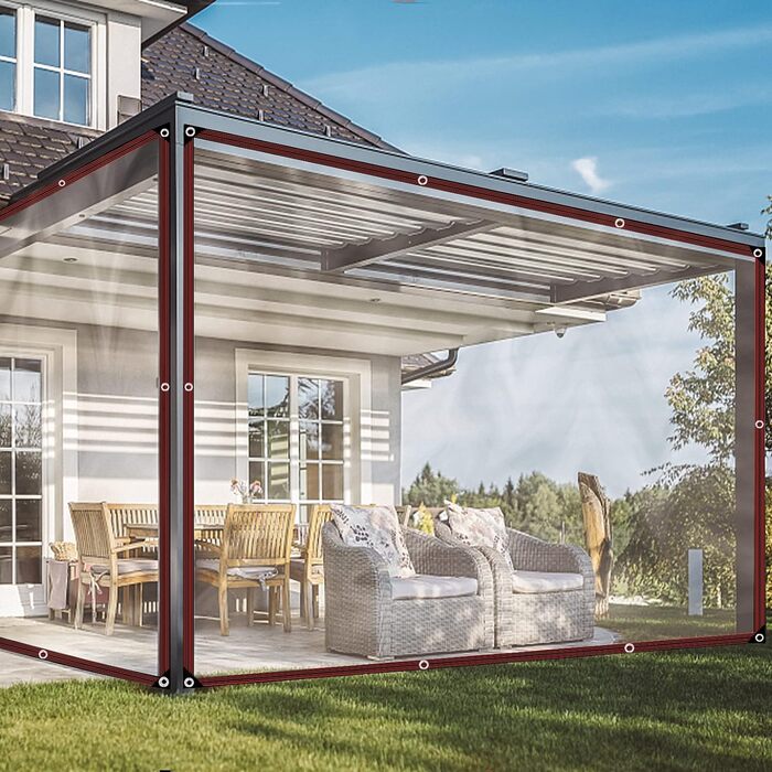 2x5m Waterproof Transparent Tarp with Grommets, Transparent Tarp for Outdoors, Tent Transparent Tarps Garden, Tent Tarp Cover, Weatherproof Tarp for Folding