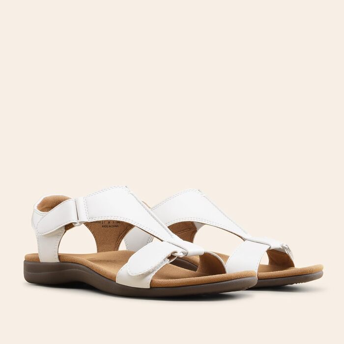 Жіночі сандалі DREAM PAIRS з підтримкою склепіння стопи, T-подібними ремінцями, ортопедичні плоскі літні туфлі білого кольору, 40 EU
