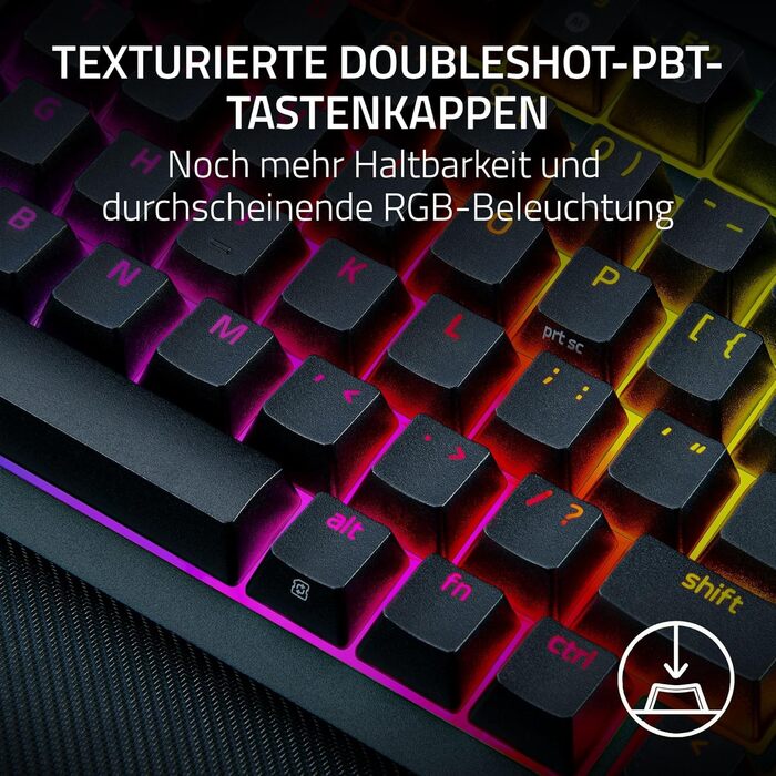 Механічна ігрова клавіатура Razer BlackWidow V4 Pro 75% з Green Switch, RGB Chroma, 6 макро-клавіші, Doubleshot ABS, QWERTY US-розкладка, чорна