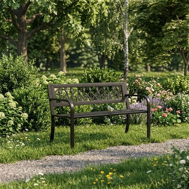 Лавка зі спинкою, метал, 120 x 50 см