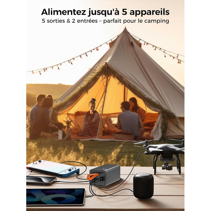 Power Bank 80000mAh з LED дисплеєм: Швидка зарядка PD 30W та QC 3.0, 5 виходів USB, 2 входи, для iPhone, кемпінгу та активного відпочинку