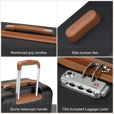 Валіза KONO з ABS пластику, ручна, з TSA замком, 75x48x29 см, набір 4 шт. (білий/чорний)