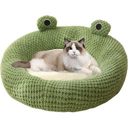 Килимок для кота з капюшоном у вигляді жаби, м'який, круглий, знімний, для зими та осені, антиковзаючий, з підкладкою, милий, мультяшний, теплий