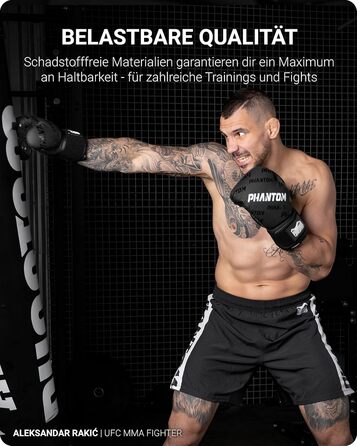 Боксерські рукавички Phantom Apex | MMA, тайський бокс | Чоловічі (Velcro, чорний, 14 Oz)